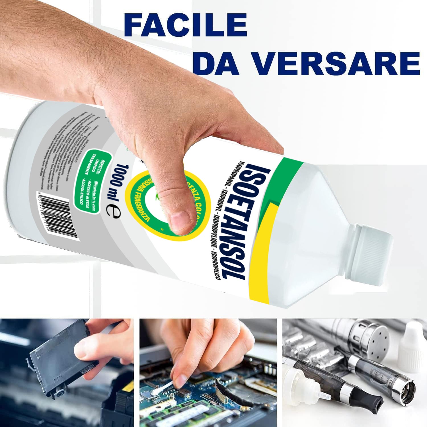 2x1 - ISOETANSOL 100AE Isopropanolo Alcool ISOPROPILICO DENATURATO MISCELATO detergente da 1 Litro… - 2