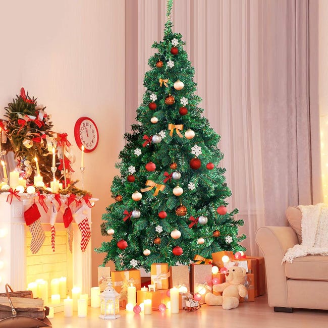 Albero Di Natale Artificiale 210 Cm - 1640 Rami In PVC, Verde Realistico, Base In Ferro, Montaggio Facile (Senza Addobbi)