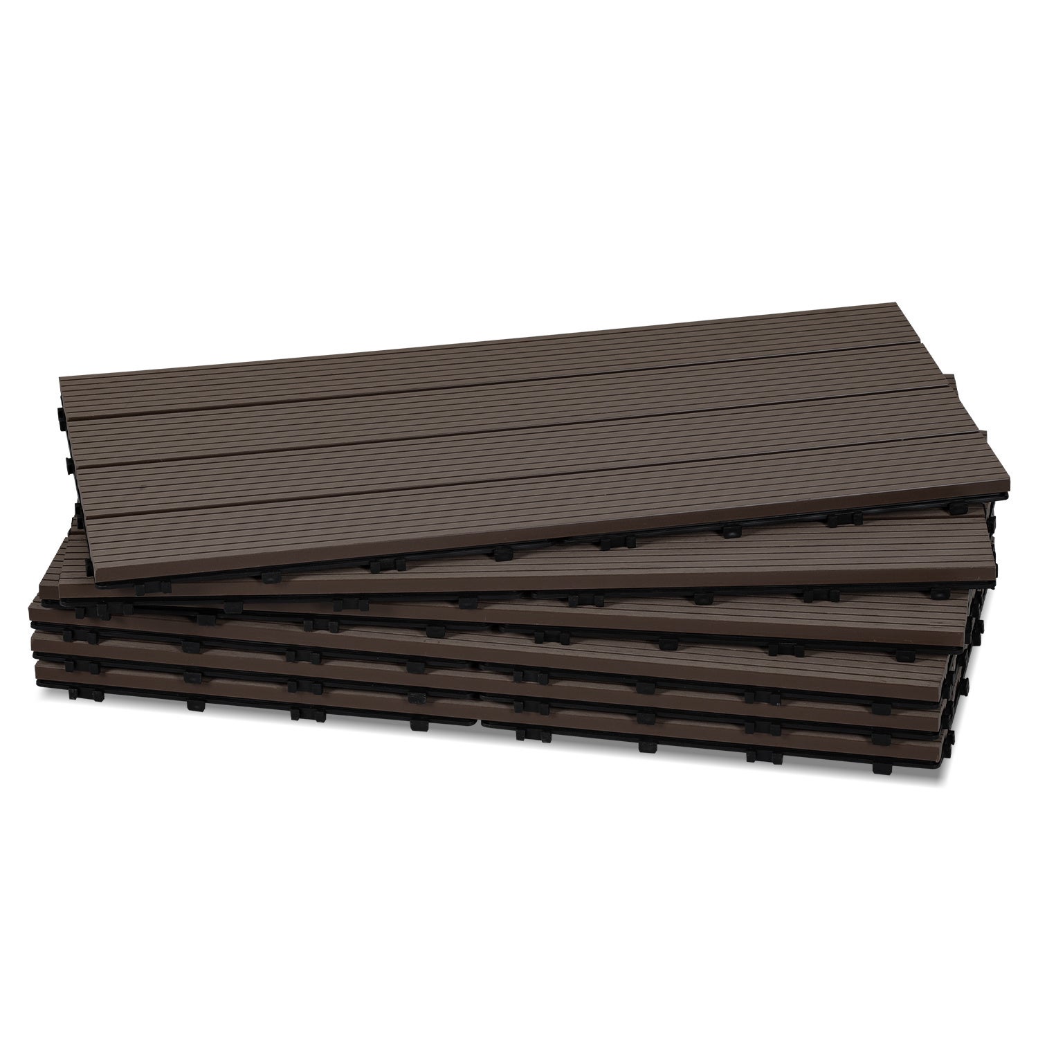 30 x losetas para suelo de exterior en composite wpc práctico sistema de clic para terraza patio y jardín marrón café 30x60cm