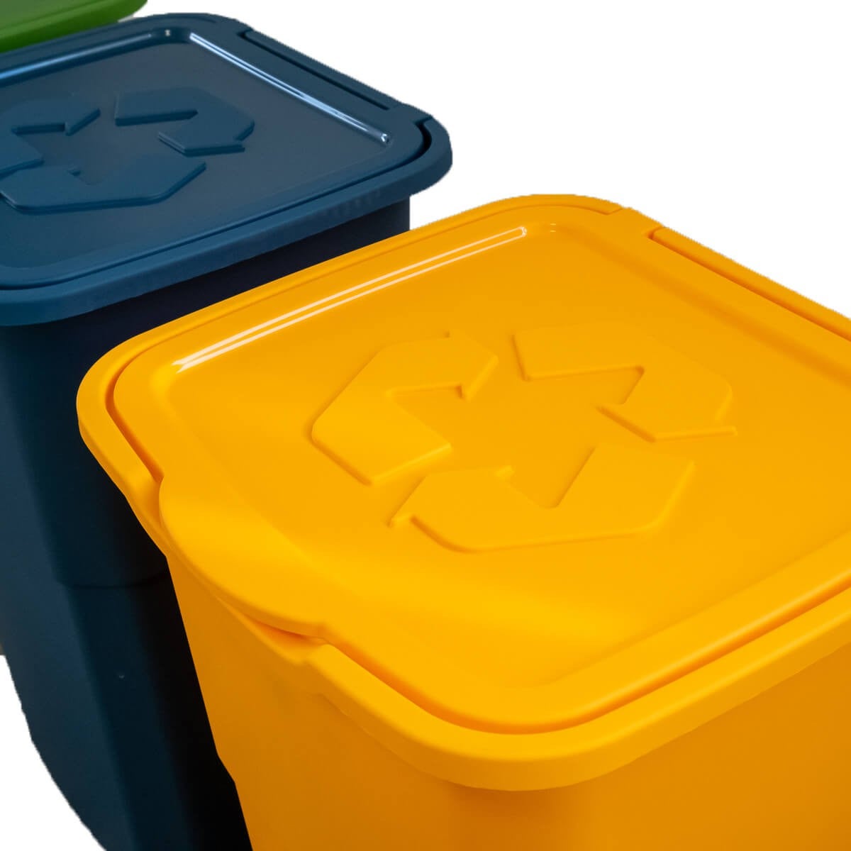 Lot de 3 Poubelles de tri Jaune/bleu/Vert 39 x 36 x 54 cm avec Couvercle Capacité 3 X 50L DEA HOME - 5