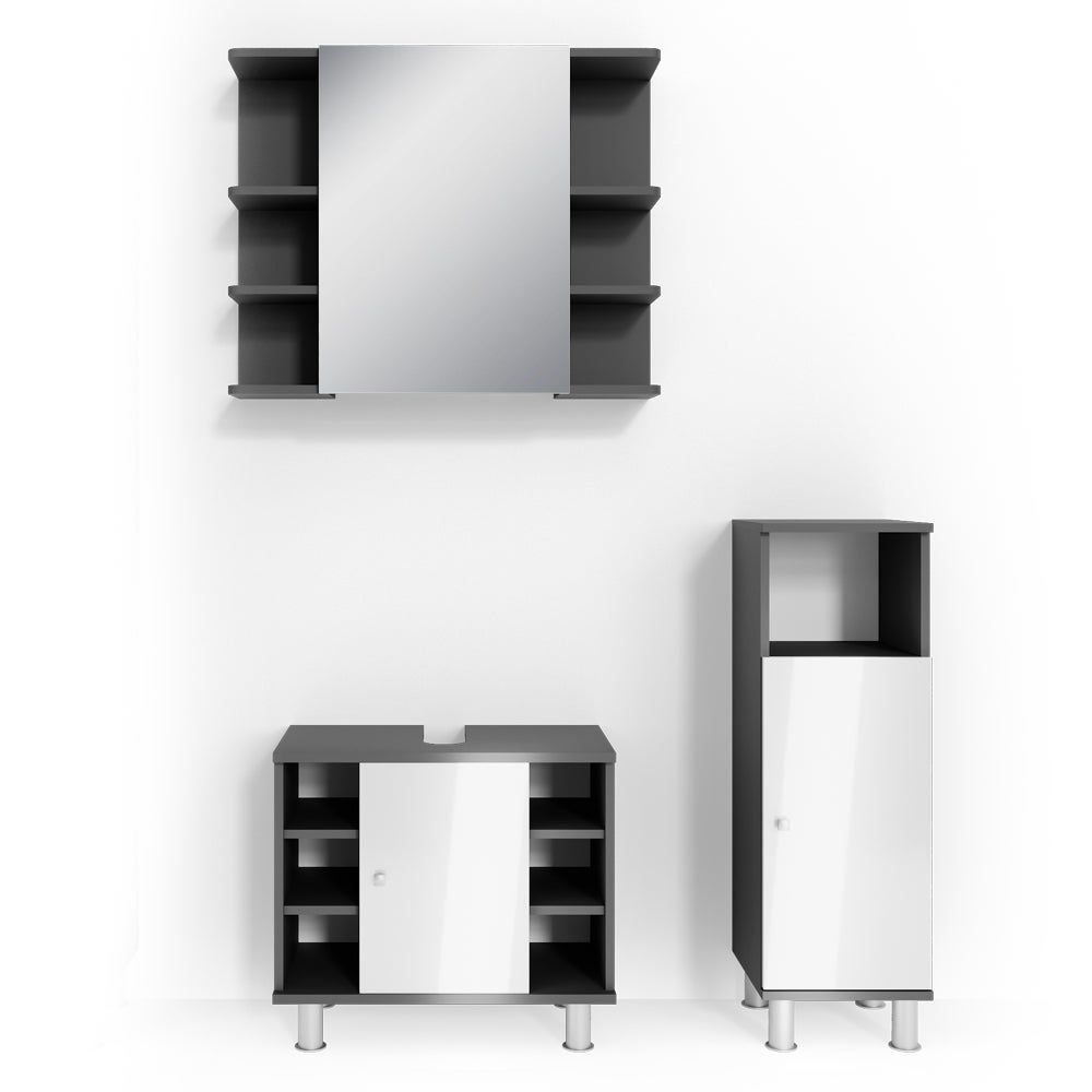 Vicco Zestaw mebli łazienkowych Fynn, Antracyt, 3 części