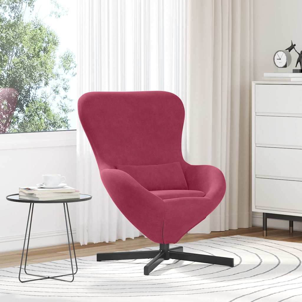 Fotel jajo Czerwone wino 63 x 73 x 90 cm Aksamit vidaXL