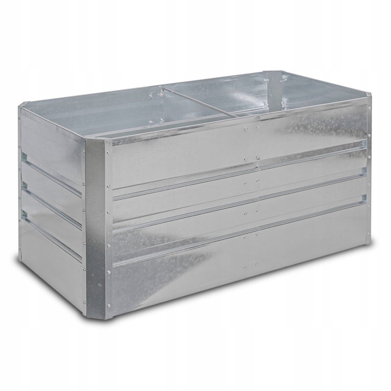 Duża donica Ogrodowa Podwyższona z galwanizowanej stali Srebrna 120x60x56 cm