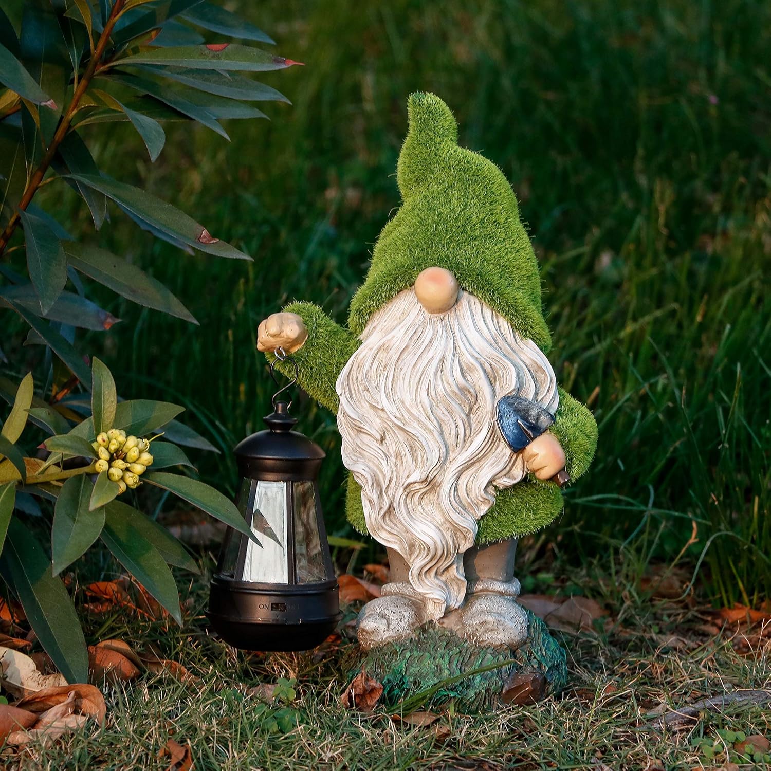 Drôle Nain Statue de Jardin Extérieur Ornements, Étanche Résine Figurine Nain de Jardin avec Solaire Lampes pour Cour Extérieure Décoration - 4