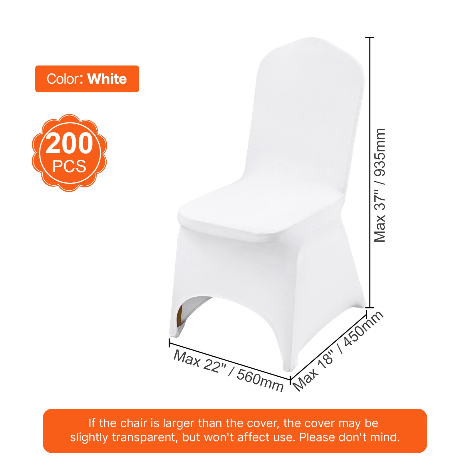 Housses de chaise extensible,SucceBuy ajustement universel,amovibles et lavables,200 pièces blanches pour mariages,vacances et plus - 9