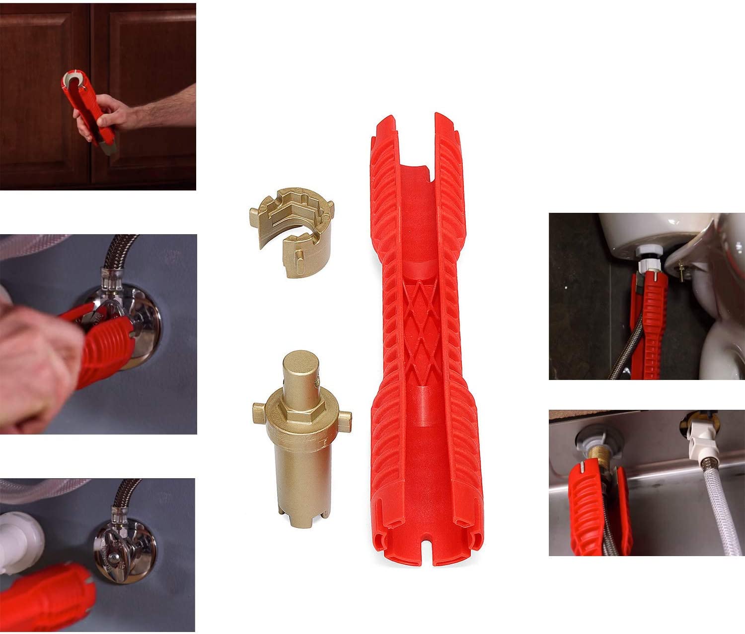 Outil d'installation de robinet et d'évier (8 en 1) Outil de clé de robinet multifonctionnel Outil d'installation d'évier à double tête - 5