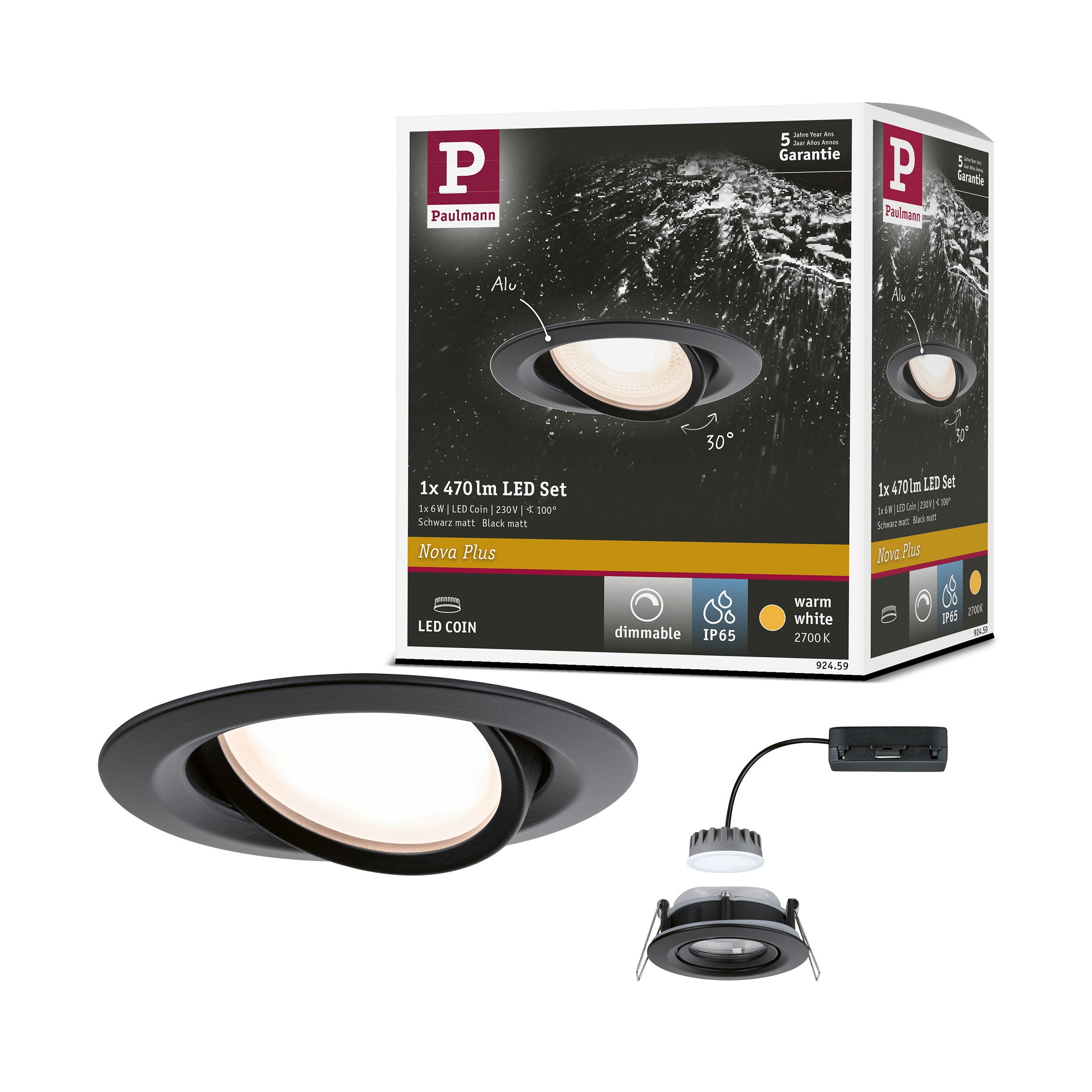 Spot encastré LED Nova Plus Coin Luminaire individuel orientable IP65 ...