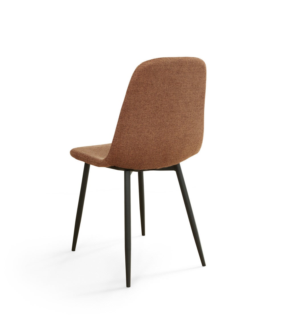 Pack de 4 sillas SUIZ sillas de comedor tapizadas en tela marrón y patas negras - 6