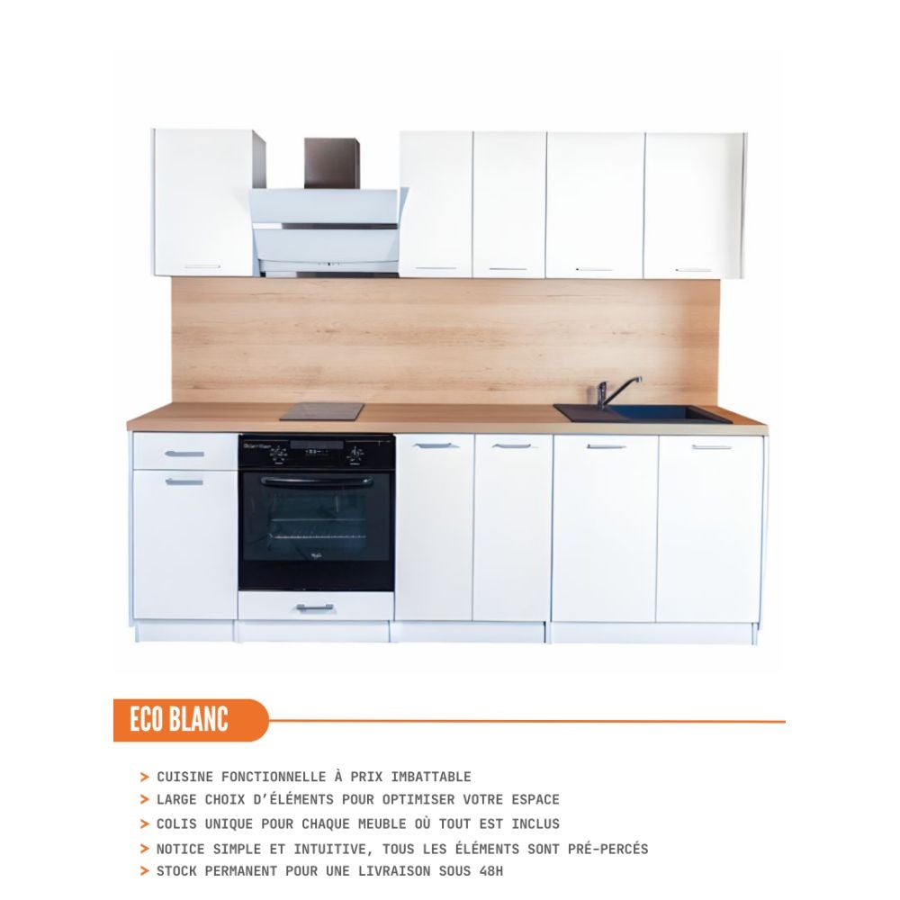 Cuisineandcie - Meuble d'angle bas Eco Blanc 1 porte L 105 cm - 4