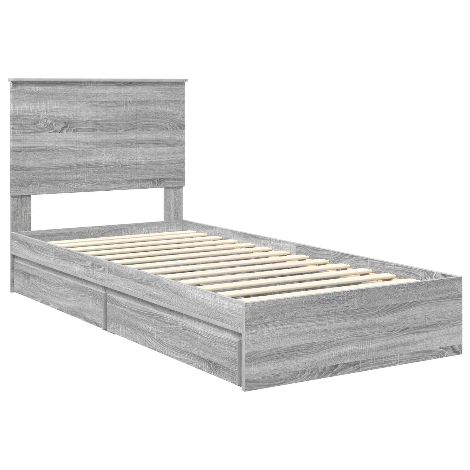 Lit de rangement Gris 90 x 200 cm Panneau de bois - 4