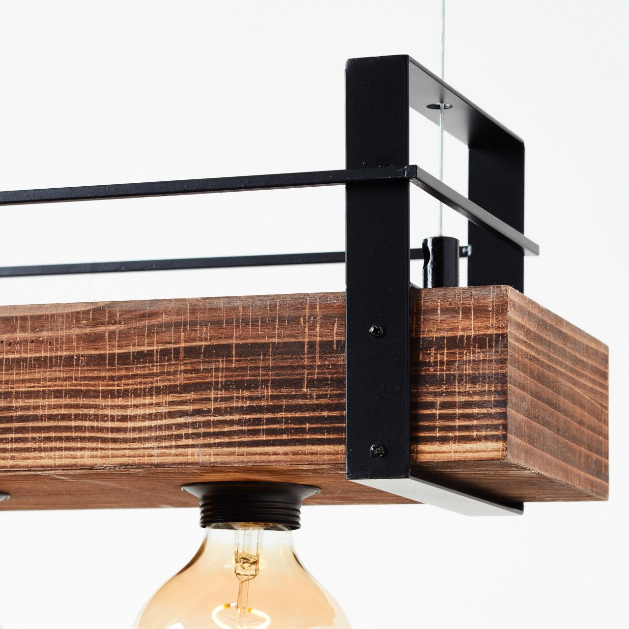 Lampa BRILLIANT, zawieszenie Bankwood 5 płomieni czarny / kolor drewna, 5x A60, E27, 28W, drewno ze zrównoważonej gospodarki leśnej (FSC) - 3
