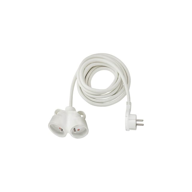 BRENNENSTUHL Prolunga 5 m con spina piatta e doppia spina (IP20, cavo tipo H05VV-F 3G1.5), bianco
