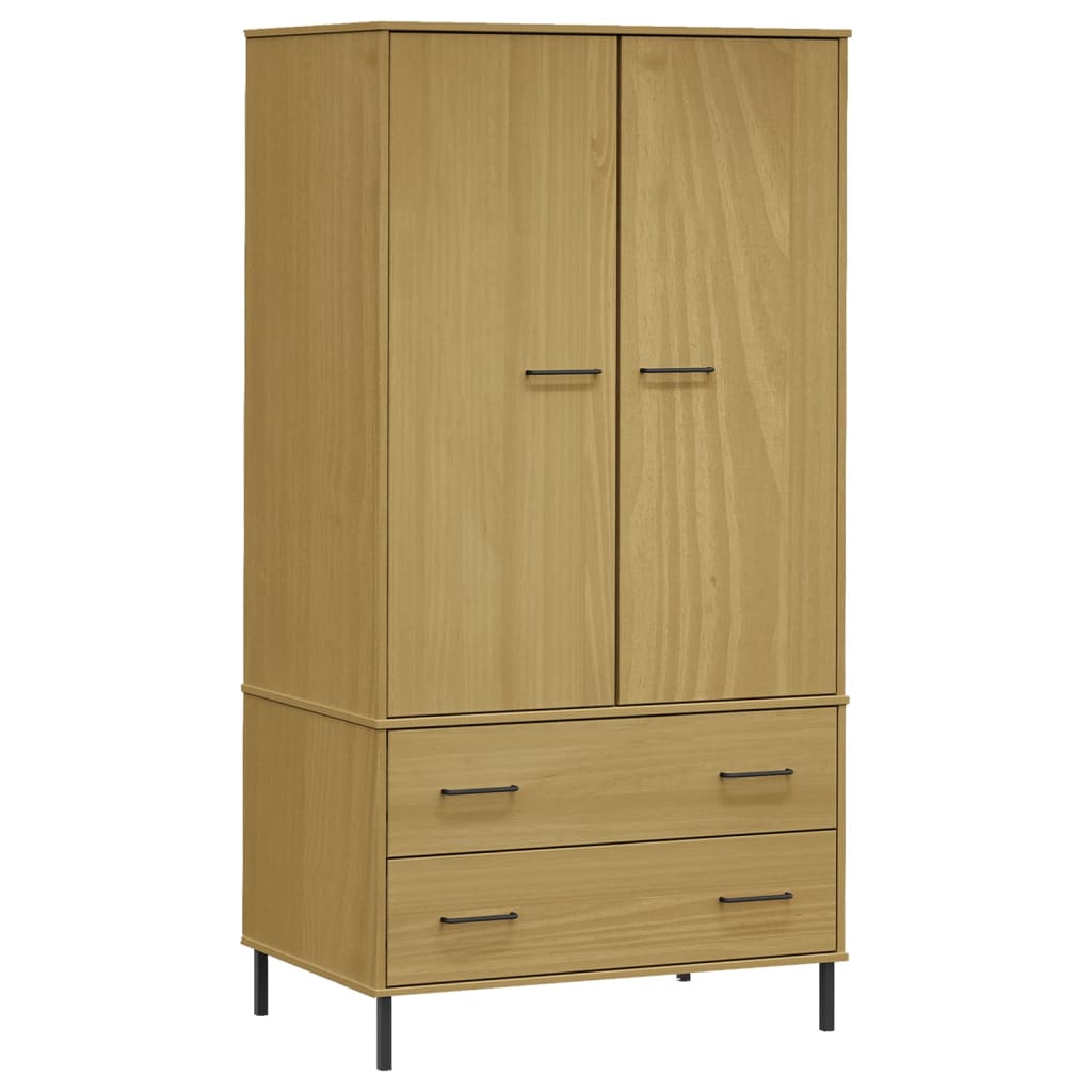 Armadio Con Gambe In Metallo Grigio – VidaXL, 90x55x172,5 Cm, Legno Massello Oslo