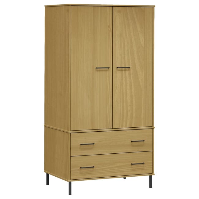 Armadio Con Gambe In Metallo Grigio – VidaXL, 90x55x172,5 Cm, Legno Massello Oslo