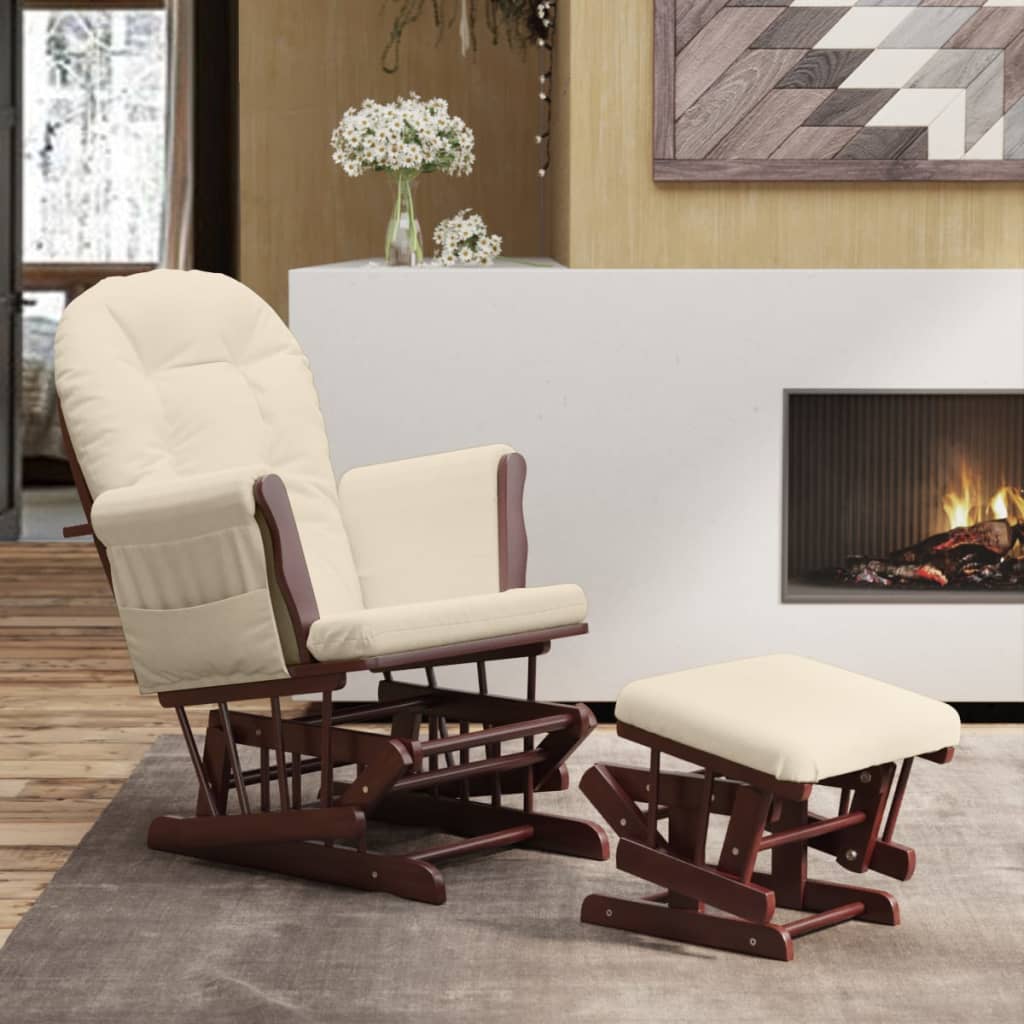Sillón de salón | silla | sillón de lactancia con taburete tela blanco crema cfw262396