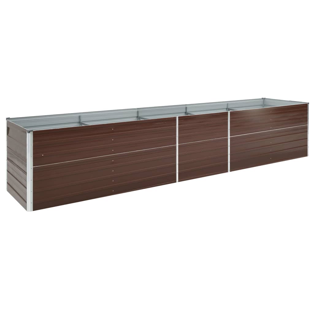 Maison Exclusive - Lit surélevé de jardin Acier galvanisé 400x80x45 cm Marron - 7