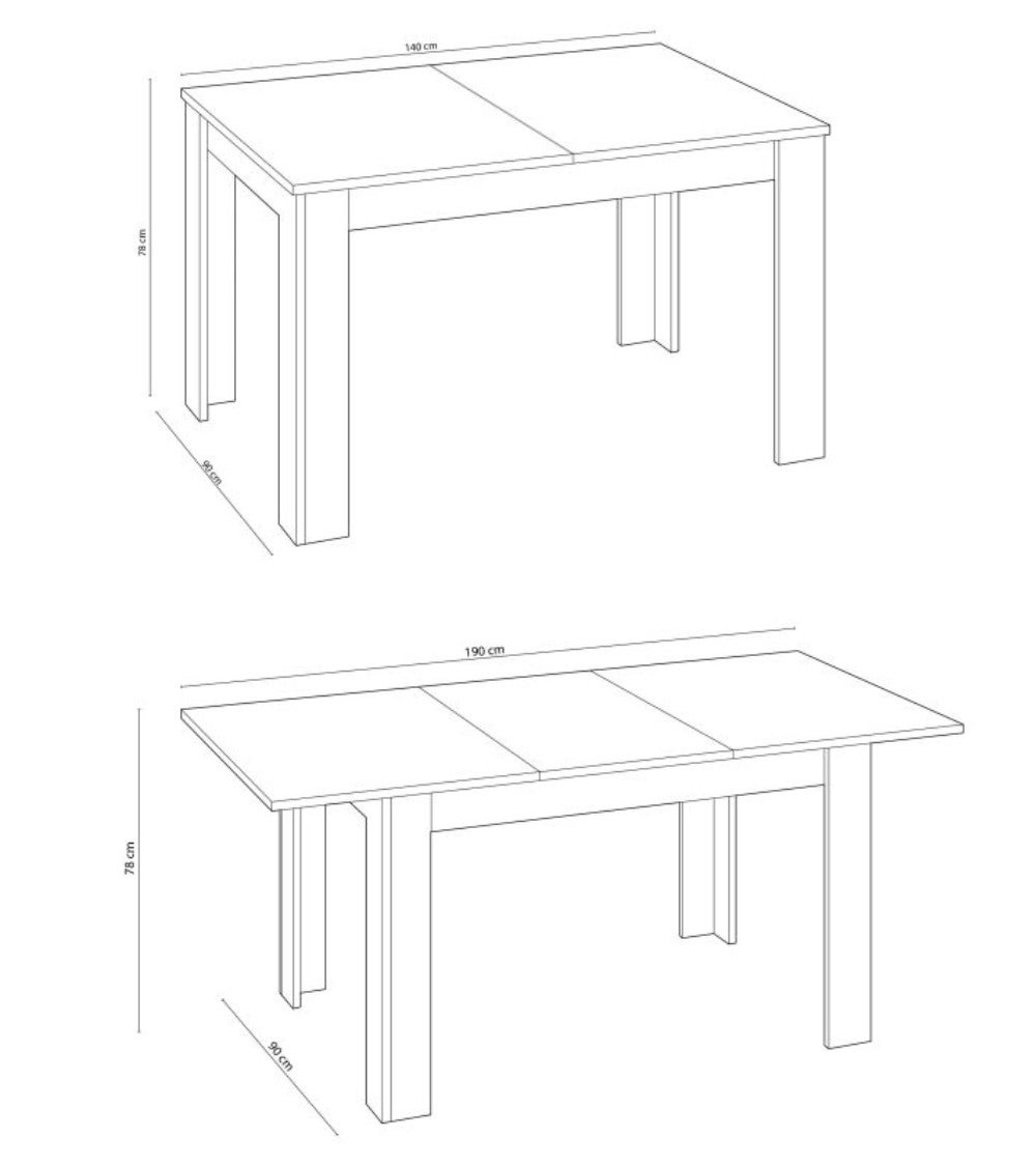 Mesa comedor extensible de 140-190x90 cm KATIA, en Roble Nodi - 9