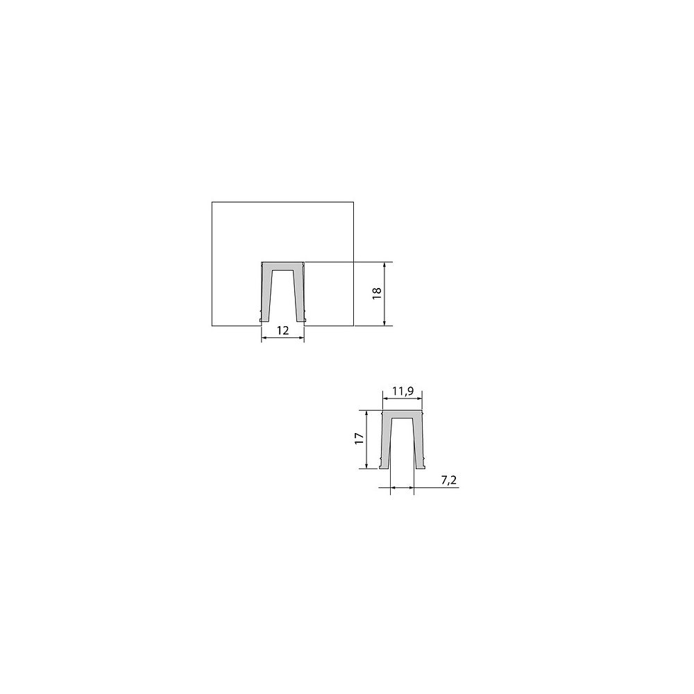Profil de guidage en U en PVC pour porte entre-cloison 25 mm - 12 x 17 mm - 1,10 m - 3