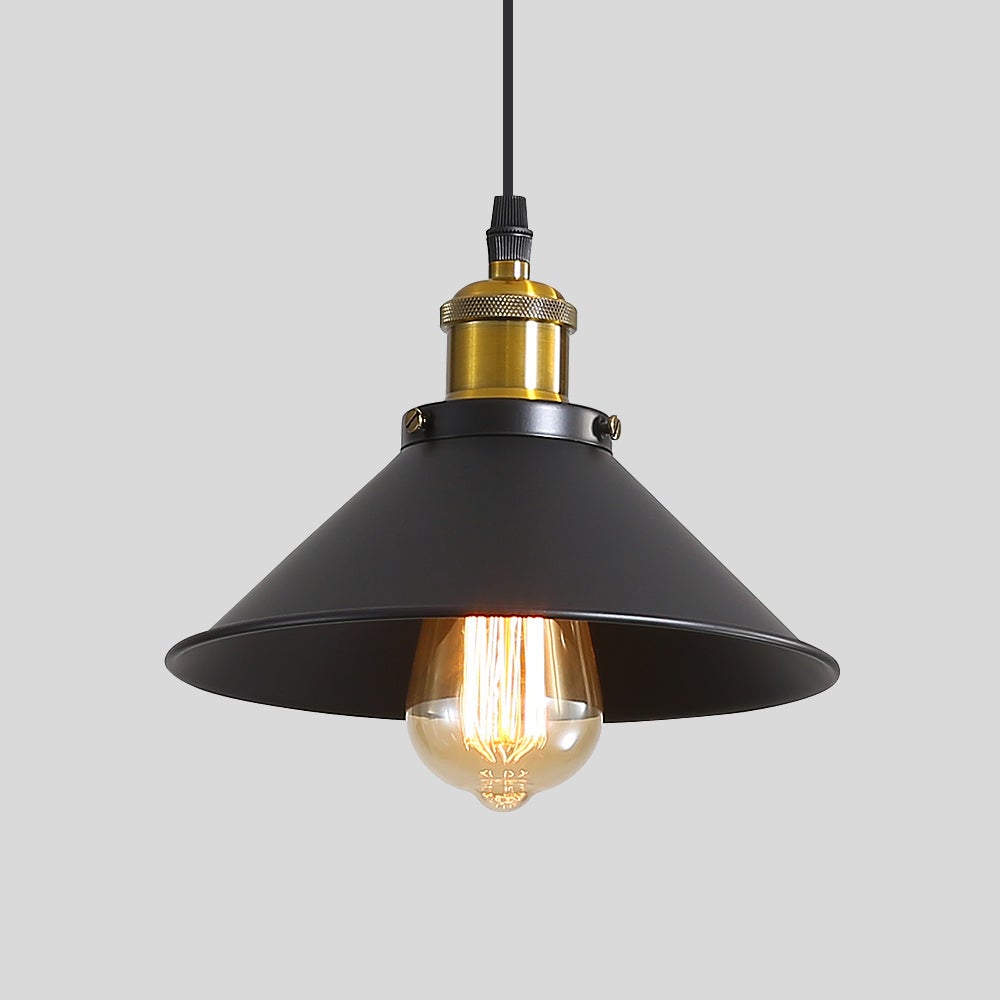 GOECO Lampa Wisząca Przemysłowa Czarny Żyrandol Sufitowy, Φ22 cm na żarówki E27 Żyrandol Sufitowy Vintage Oprawka Metalowy Klosz do Sali