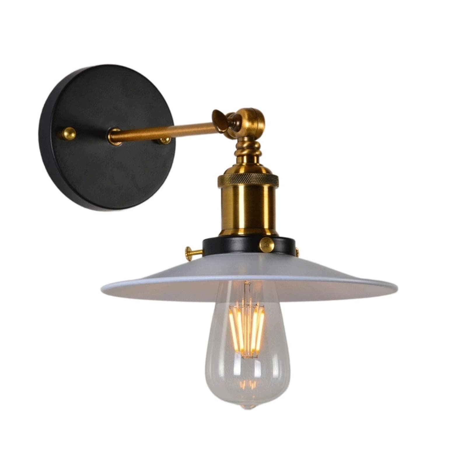 Vintage biała lampa ścienna z kutego żelaza, lampka nocna ze spódnicą, odpowiednia do hotelu, sypialni, żarówka nie jest dołączona