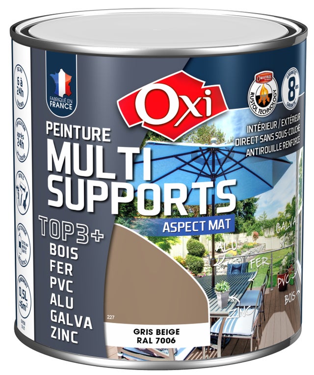 Solution intérieure/extérieure Owatrol PEINTURE MULTI SUPPORTS MAT Gris Beige (RAL 7006) 0.5 litre