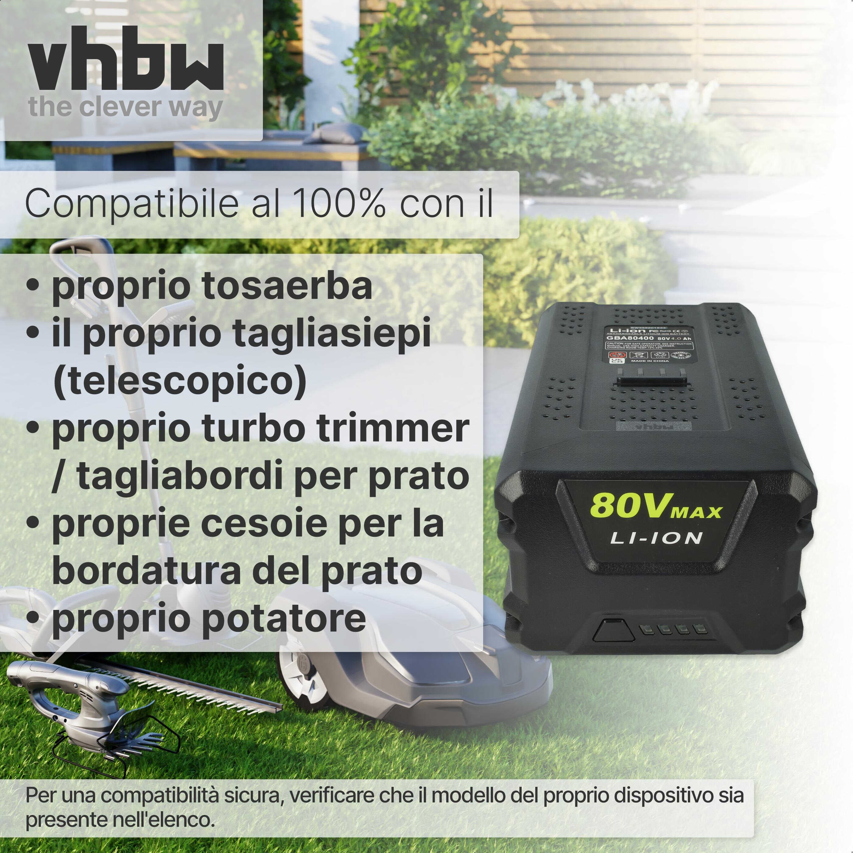 vhbw 1x Batterie remplacement pour Greenworks 80V Max, GBA80200, G80B4, G80B2 pour outil de jardinage (4000mAh, 80V, Li-ion) - 6