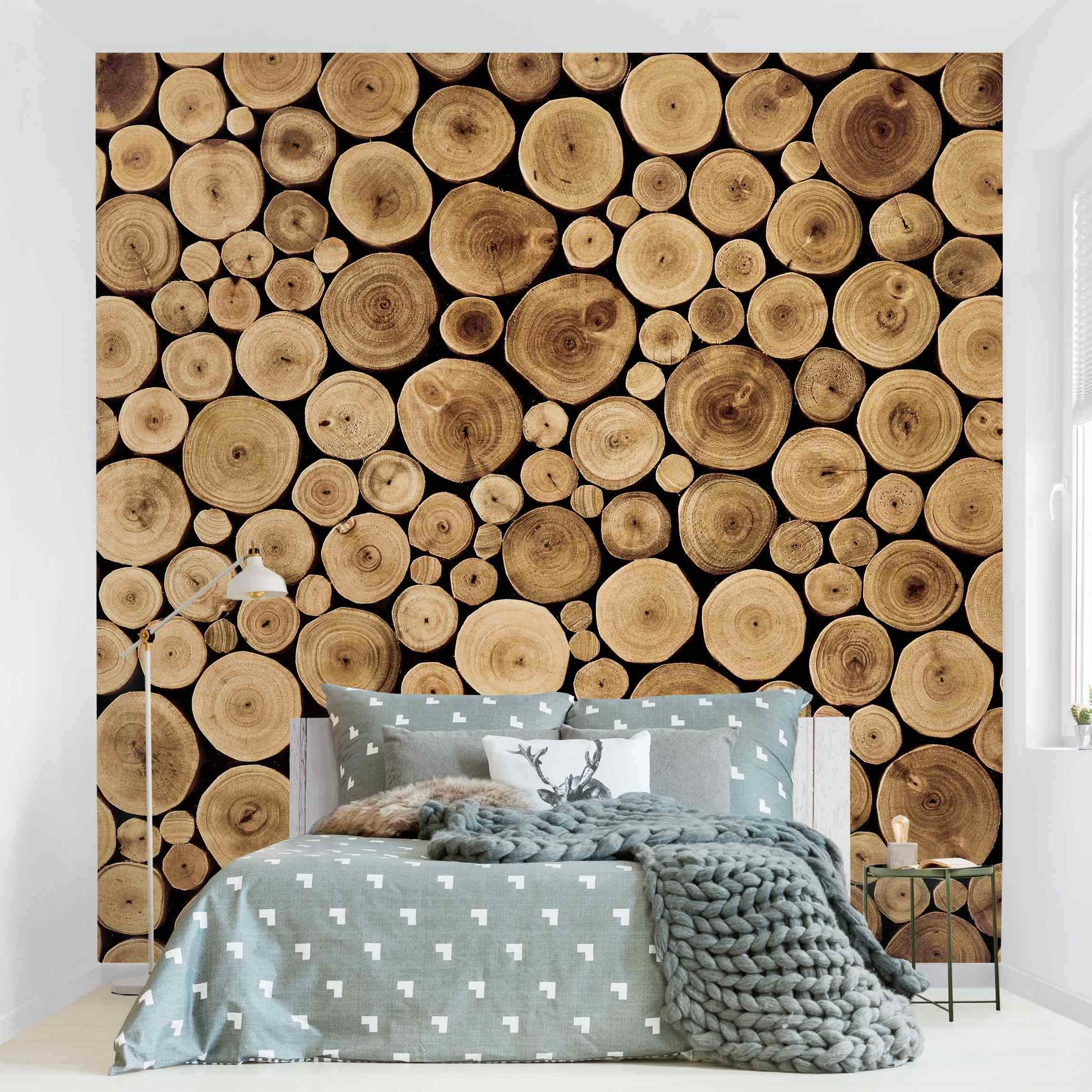 Papel pintado fotomural imitación madera arte estampado 58 - salón dormitorio cocina pasillo - tnt 192 x 192 cm adhesivo