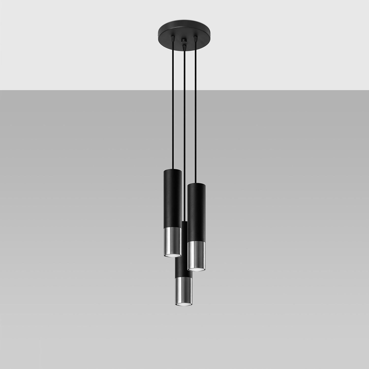 Lampa wisząca Loopez czarno-srebrna 3xGU10x40W wym: 100 x 29 x 29 cm metal Sollux Lighting