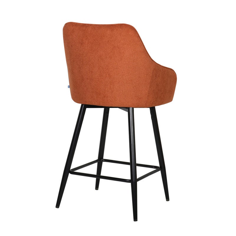 Tabouret de bar pivotant Rio terracotta pieds métal noir - 2