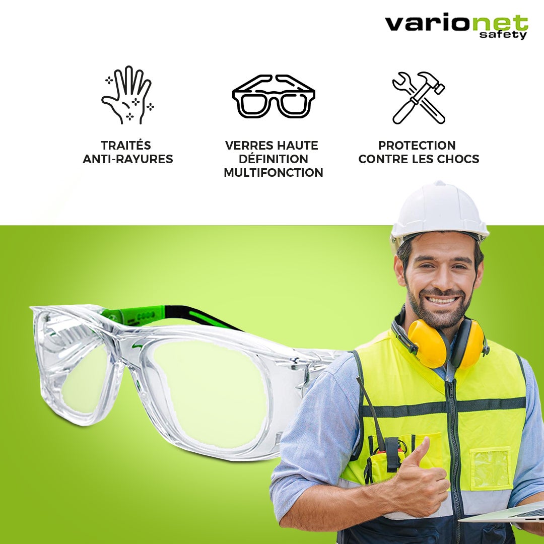 Lunettes de Protection Adaptée à votre vue (presbytie)+2,50 à la Vue Safety - Vision de 30 cm à 1 mètre - Normes CE - 3