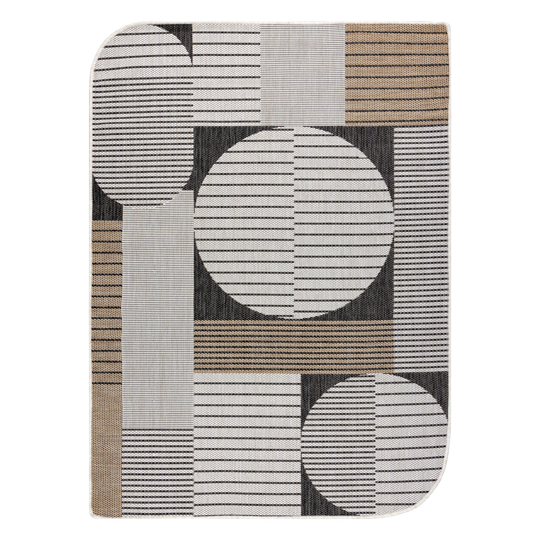 Dywan ORGANIC 2769 sizal Geometryczny ecru / czarny - naturalny, nowoczesny nieregularny kształt 120x170 cm