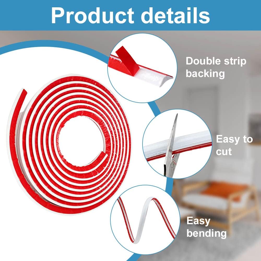 Moulure Autocollante Flexible 5m - Quart de Rond PVC Blanc Étanche - Moulage Adhésif en Plastique pour Joints de Mur - 3