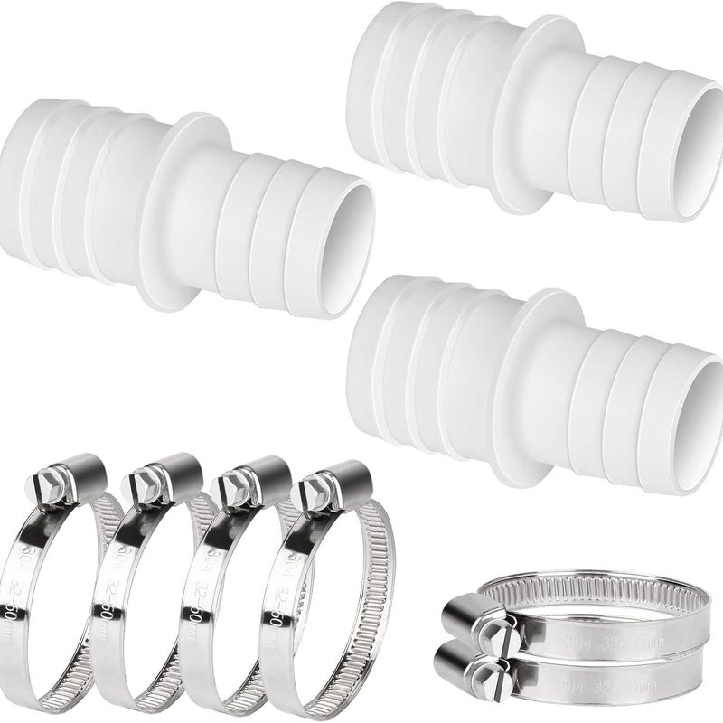 Złącza do węży basenowych 32-38 mm – zestaw 3 szt. z 6 zaciskami do węży, akcesorium do podłączania do basenu