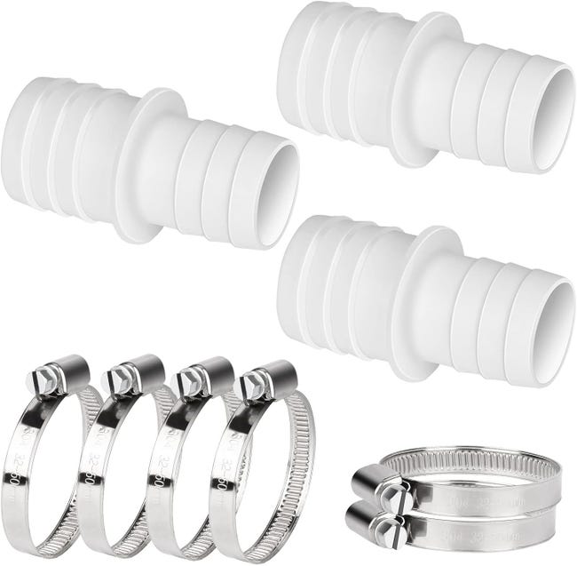 Kit 2 connettori da unione tubi 38 mm + 4 morsetti Gre Kit 2 connettori da unione tubi 38 mm + 4 morsetti Gre