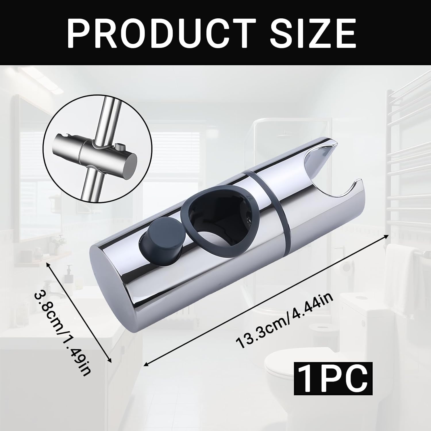 Support de douchette en ABS orientable à 360°, compatible avec les barres de douche cylindriques de 22 mm — Installation facile et sécurisée - 2