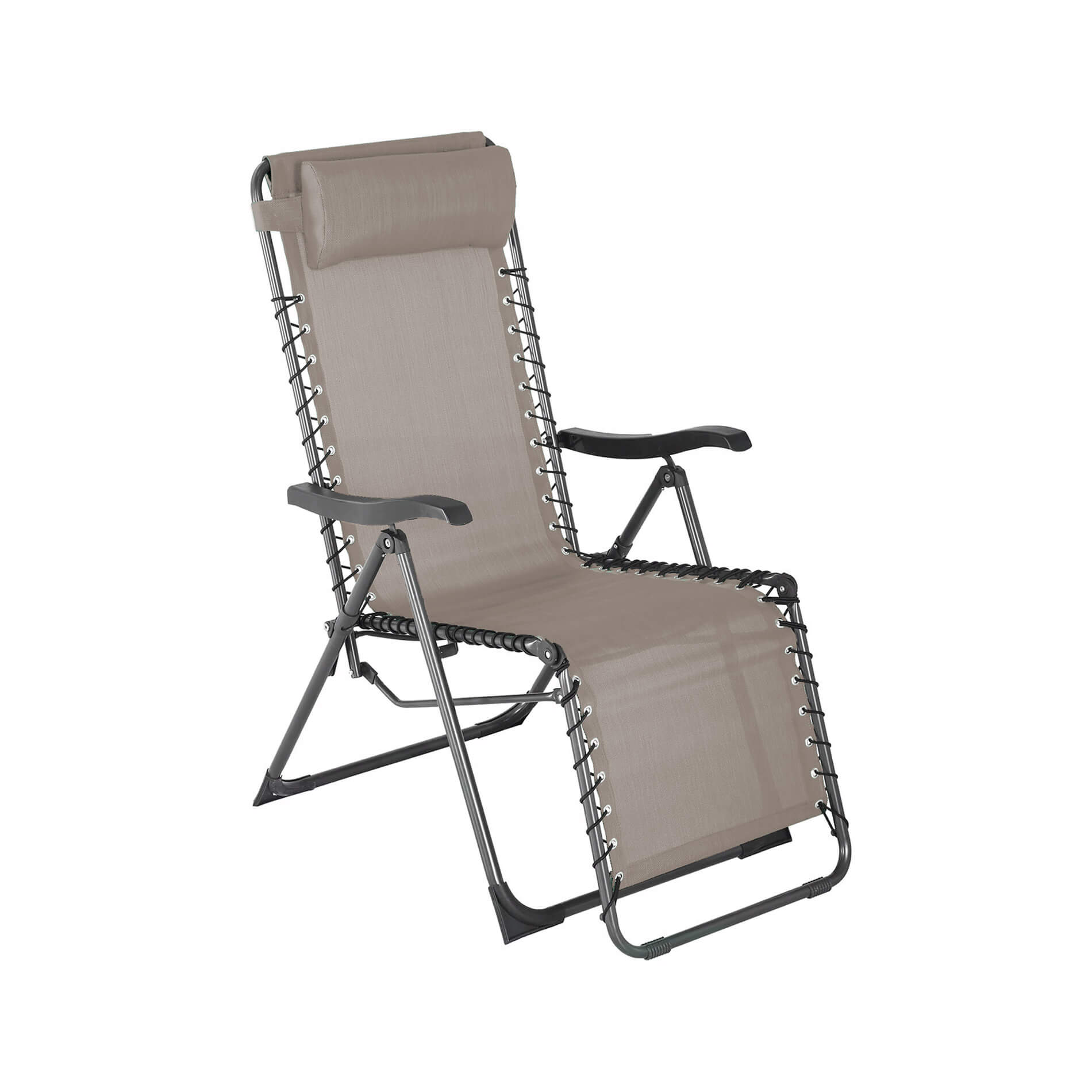 Leżak Zero Gravity Rebecca Mobili Wollemi 113x66x104 Poliester Stal Beżowy Ciemnoszary