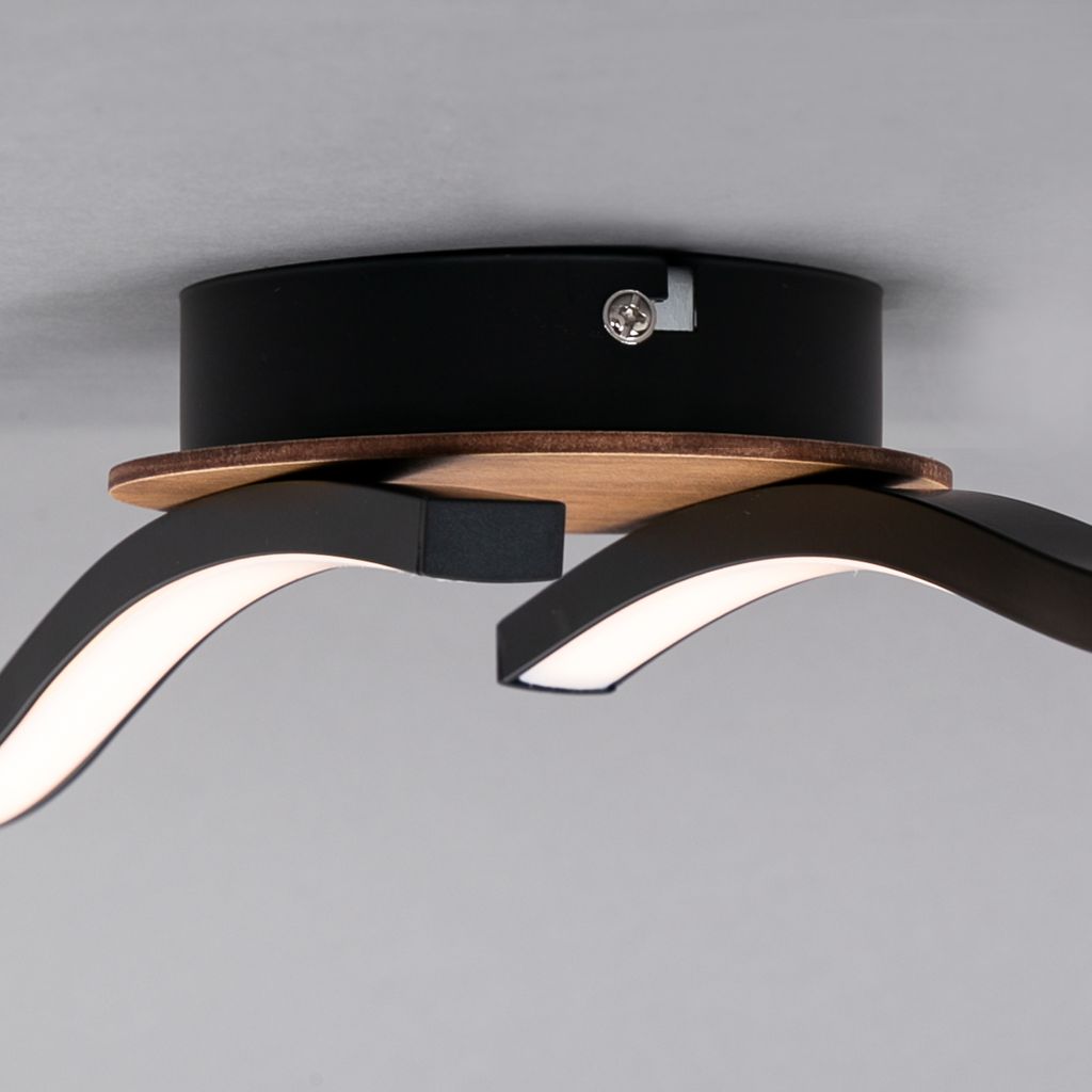 Plafonnier LED BRILONER LEUCHTEN GO, 6 W, 480 lm, IP20, noir, métal-plastique-bois, 55,5 x 12 x 7,2 cm - 3