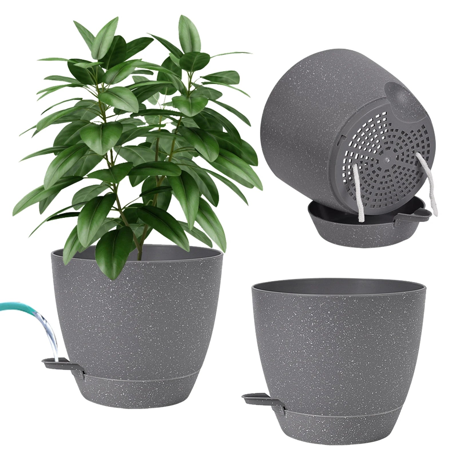 FORAGIFT Vasi per piante autoirriganti da 25 cm, confezione da 2 grandi vasi in plastica con