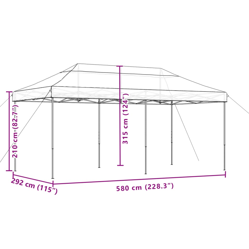 Tente de réception pliable escamotable taupe 580x292x315 cm - 8