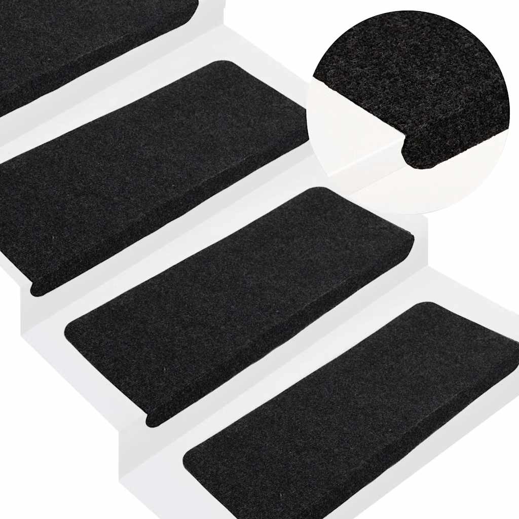 Maison exclusive - alfombrilla autoadhesiva escalera 30 uds negro 65x24,5x3,5 cm