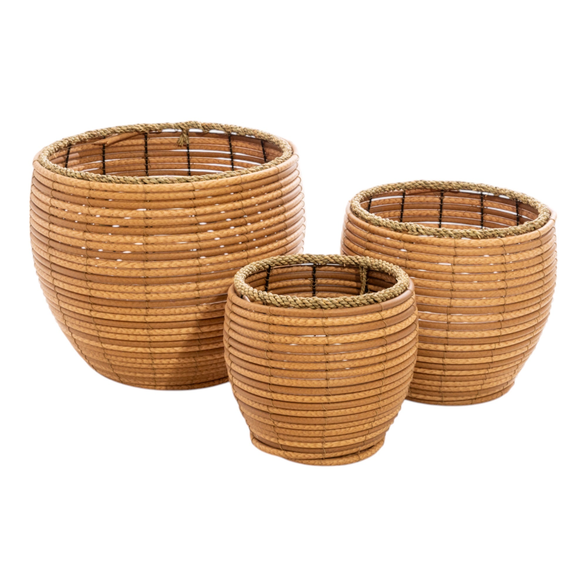 Sagebrook Home Lot De 3 Jardinières Bambou 11/13/15" Naturel Marron 14