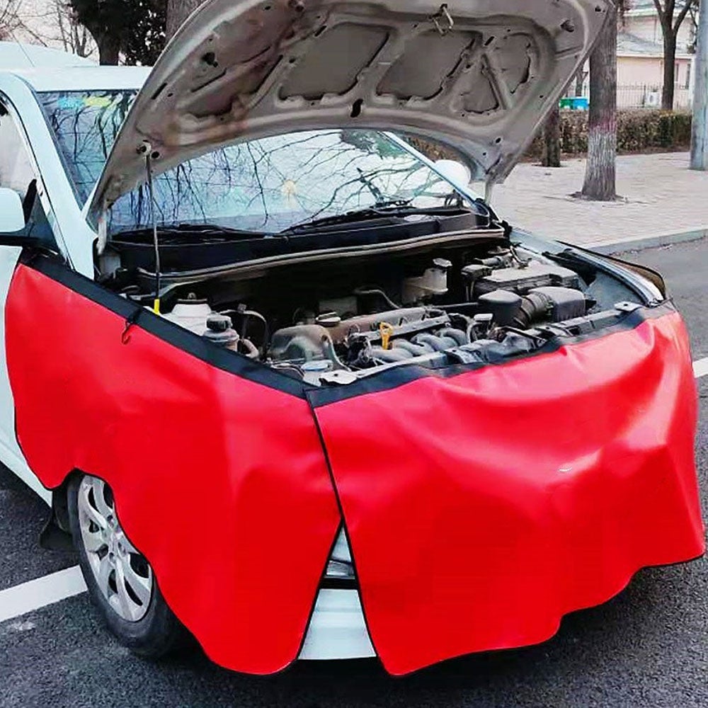 (Czerwony） 3-częściowy samochodowy magnetyczny wodoodporny pokrowiec z haczykami Mechaniczna mata ochronna Błotnik samochodowy Błotnik samochodowy.