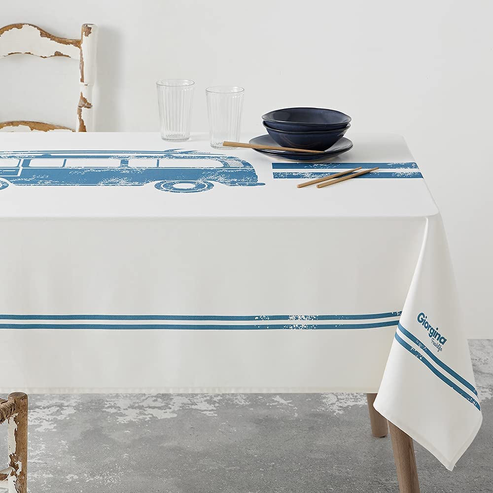Mantel antimanchas para mesa rectangular, 100% algodón, mantel picnic - 150x220cm - van life