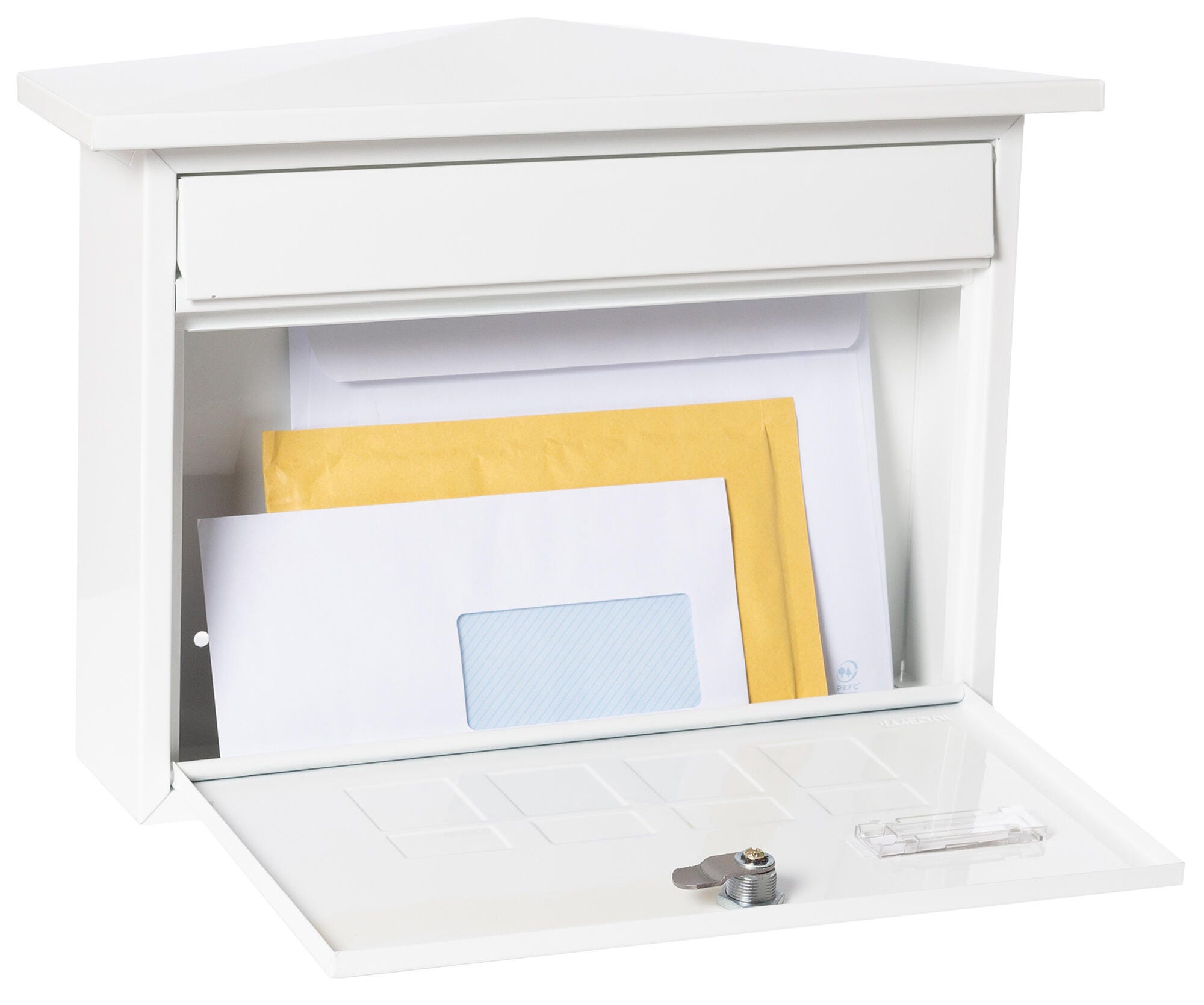 Boîte aux lettres en acier blanc de 27,5x41x10 cm - 2