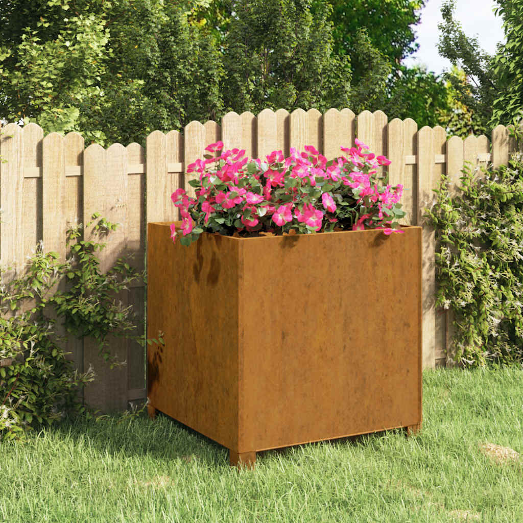 Jardinière - Bac à fleurs - Pot de fleurs avec pieds Rouillé 49x47x50 cm acier corten Couleur évolue n426l - 2