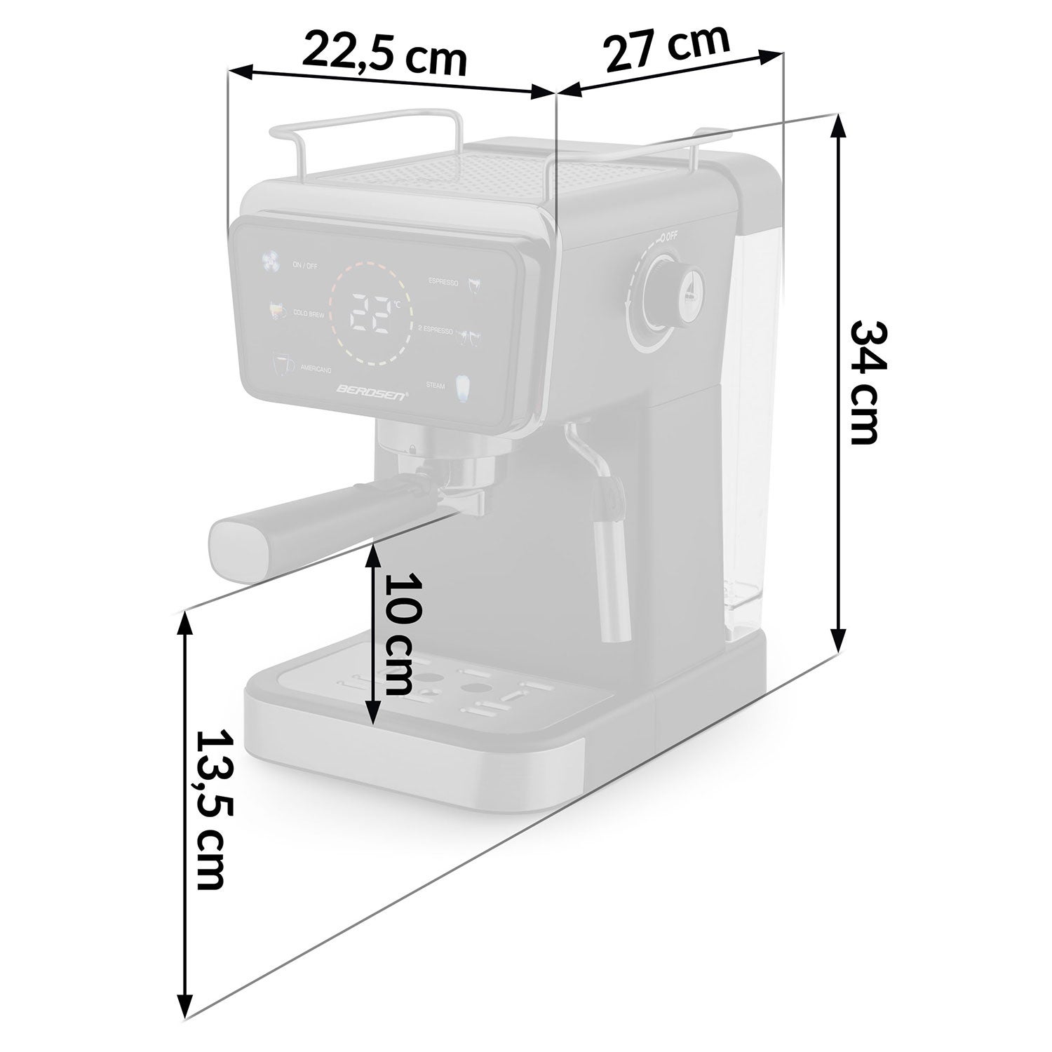 Ekspres do kawy ciśnieniowy kolbowy ze spieniaczem BD-771 czarny Berdsen - 6