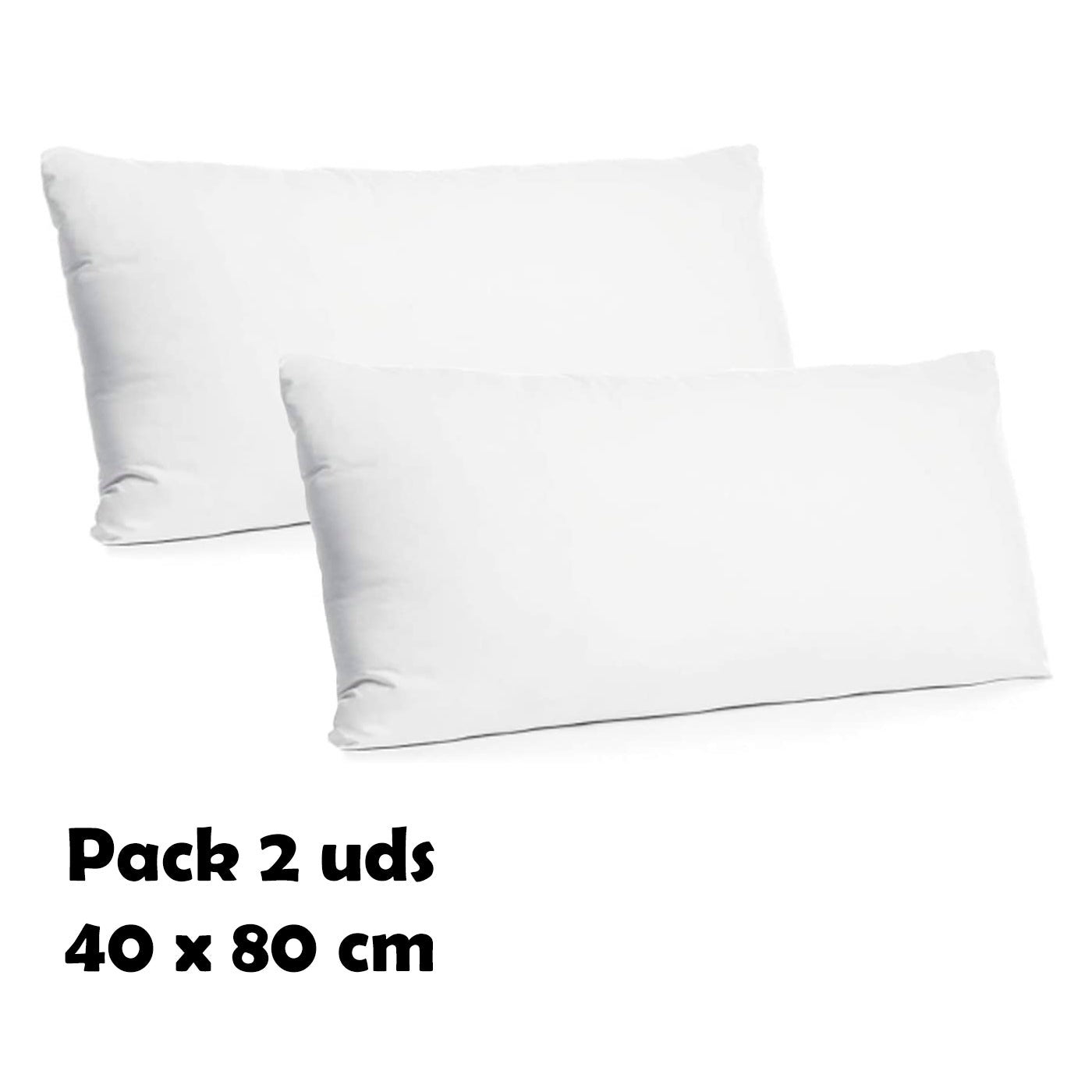 Almohada de fibra hueca siliconada de alta recuperación, tacto suave, antialérgico, higiene garantizada. (40 x 80 cm (pack 2))