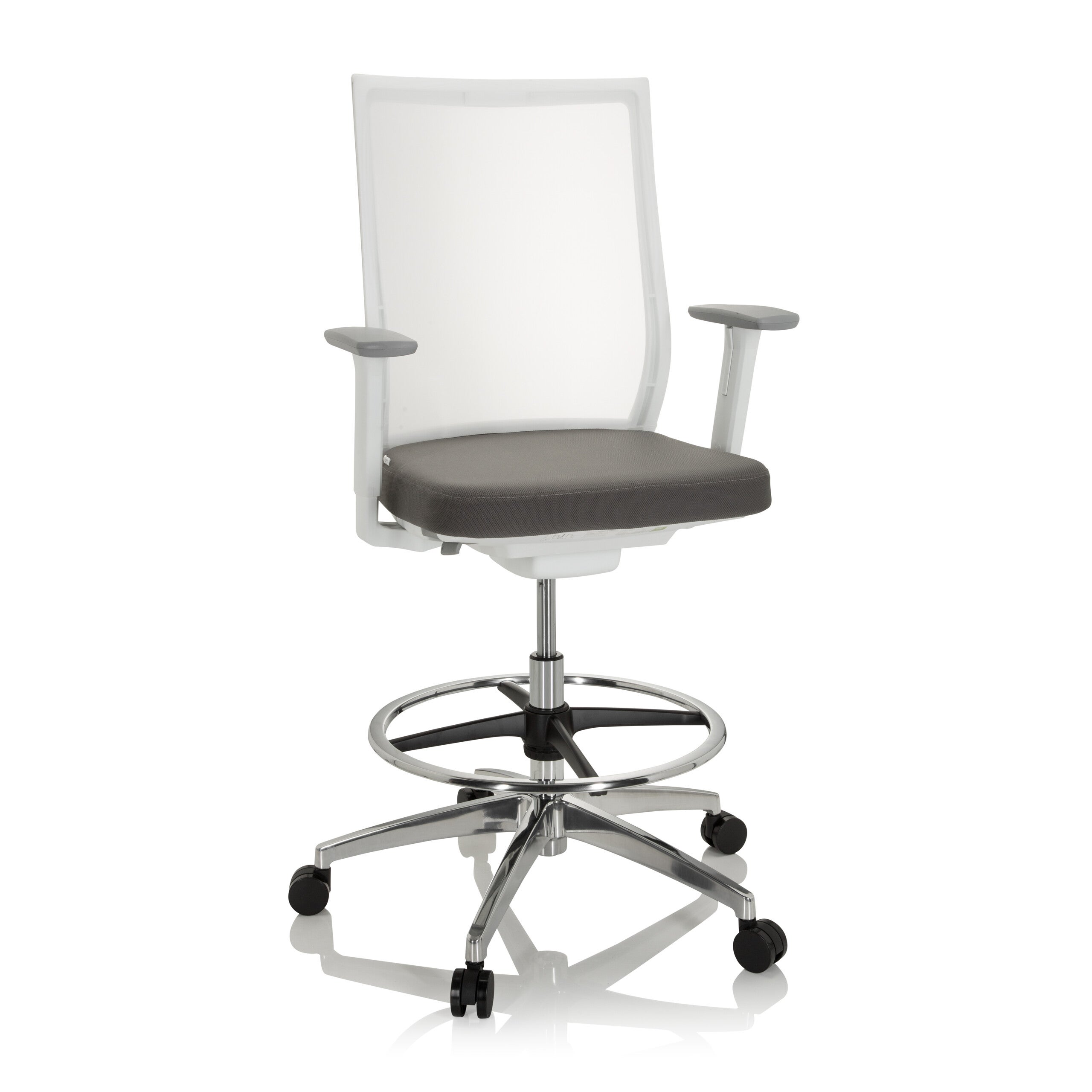 Tabouret De Selle Pivotant Avec Dossier - Réglable En Hauteur (58-76 Cm), Roulettes, Cuir Synthétique, Capacité 350-450 Lbs