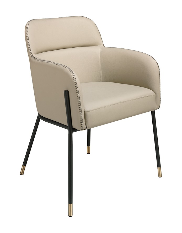 Silla léo de piel sintética y ecopiel beige y patas de acero-color dúo 03