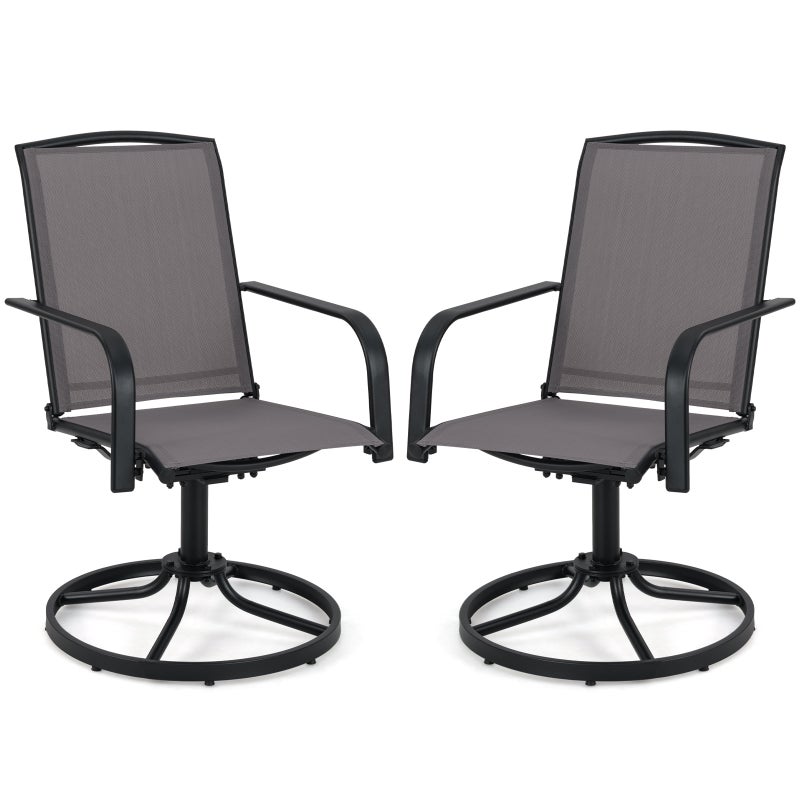 Krzesła ogrodowe obracane o 360°, zestaw 2 krzeseł tarasowych z szybkoschnącego materiału, obciążenie do 150 kg, do ogrodu, na podwórko, (szare)